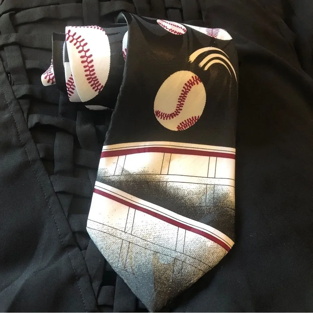 Vintage Florence Silk sports necktie baseball‎ black men's tie